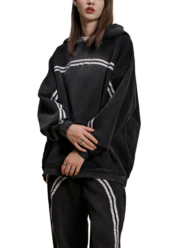 Sun Fade Contrast Tape Fleece Hoodie 16