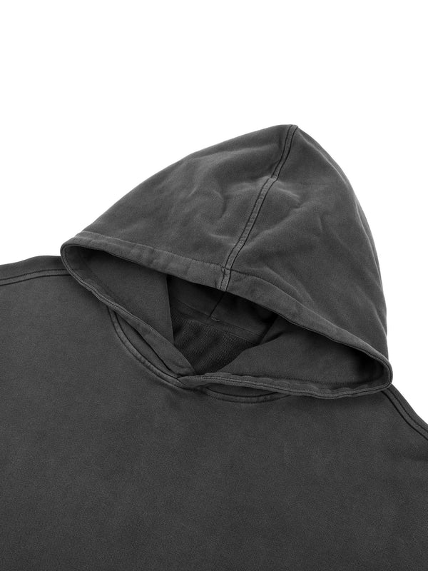 Snow Washed Raw Edge Double Layered Hoodie 17