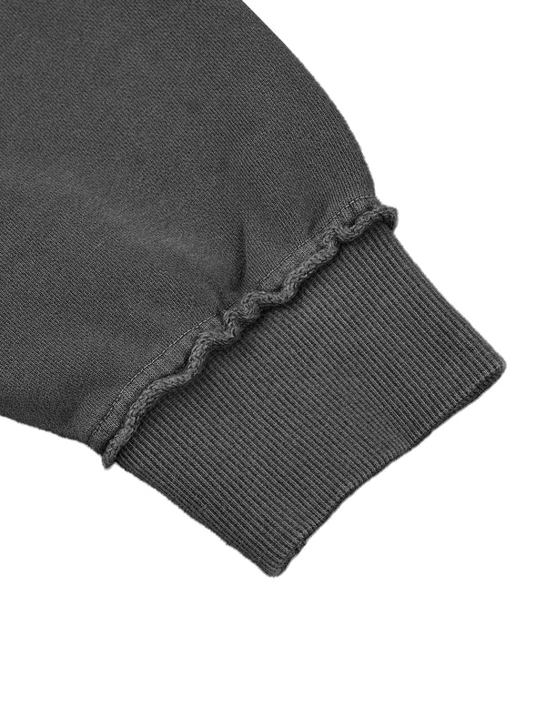 Snow Washed Raw Edge Double Layered Hoodie 18