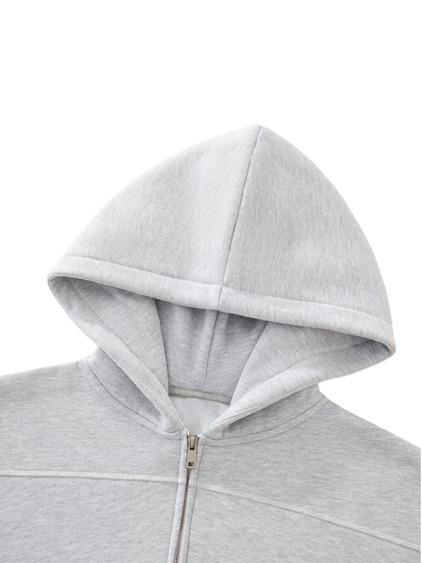 Contrast-Stitched Boxy Fleece Zip Hoodie 12