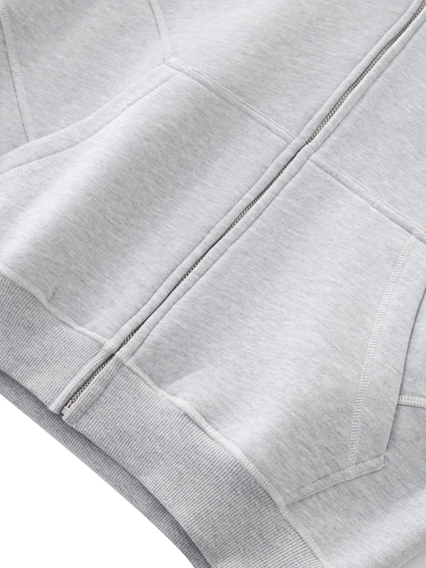 Contrast-Stitched Boxy Fleece Zip Hoodie 14