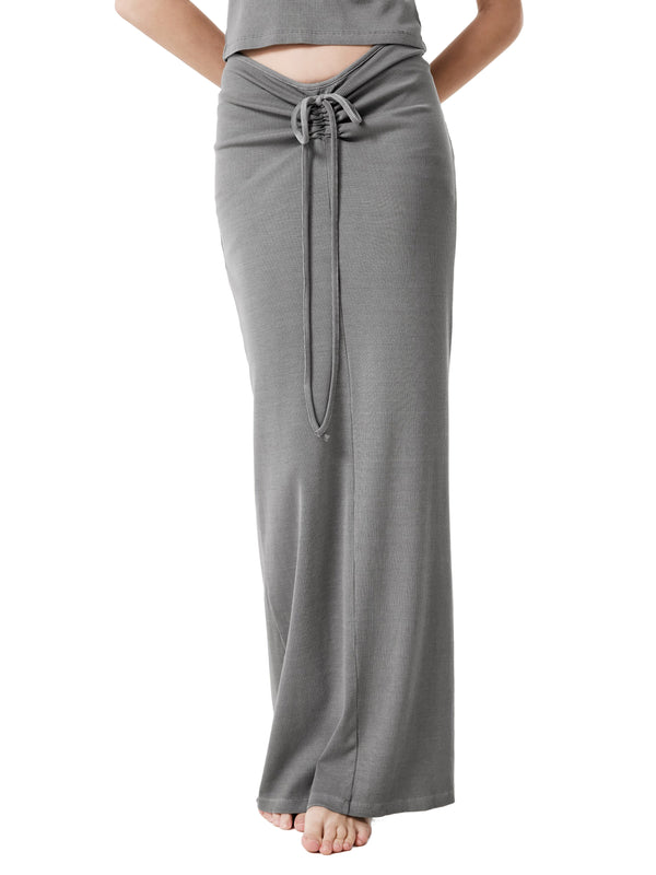 Dyed Washed Drawstring Maxi Skirt 4