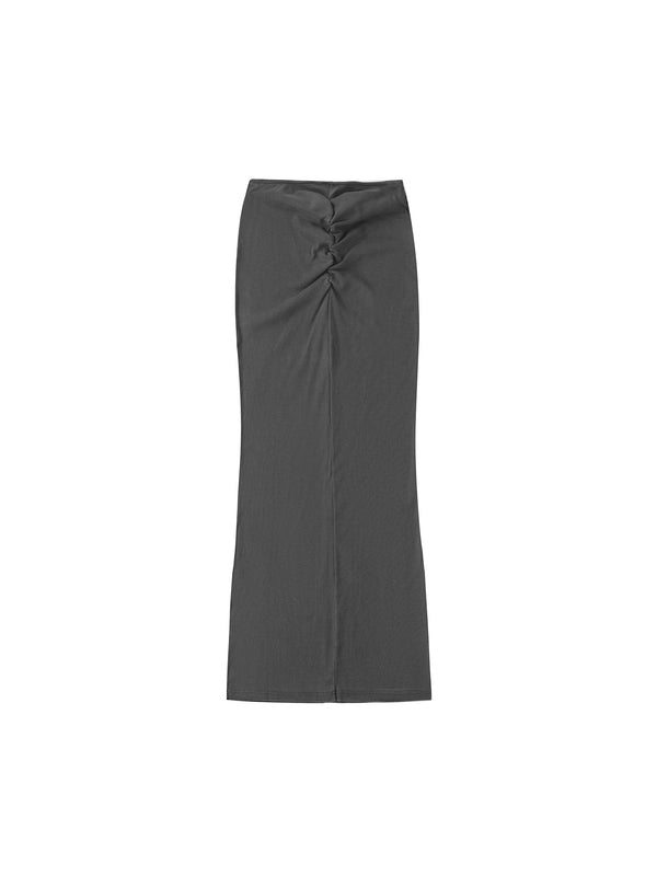 Dyed Washed Drawstring Maxi Skirt 18