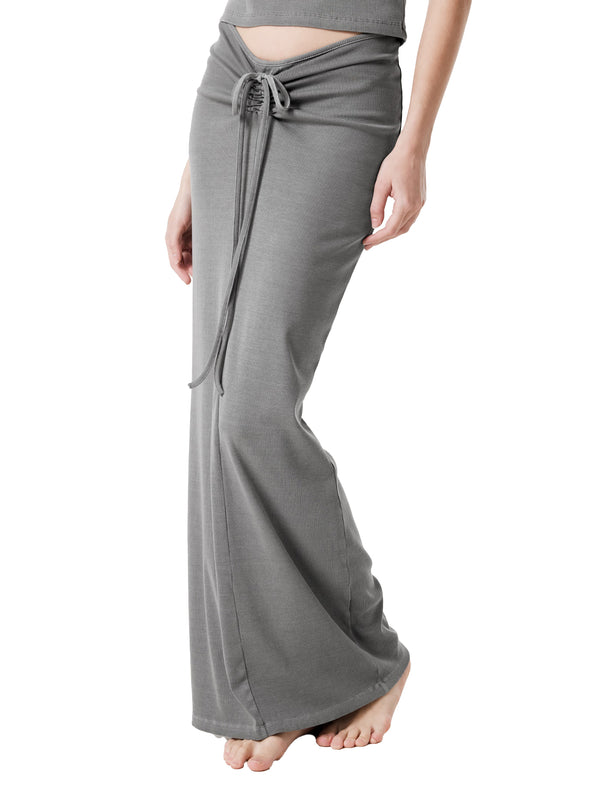 Dyed Washed Drawstring Maxi Skirt 8
