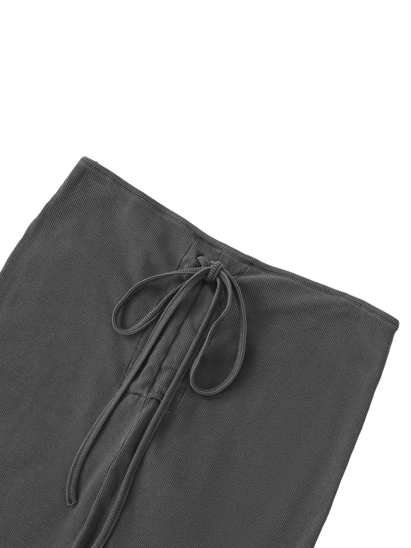 Dyed Washed Drawstring Maxi Skirt 19