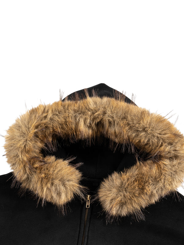 Sun Fade Boxy Detachable Fur Hoodie 5