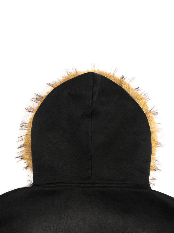 Sun Fade Boxy Detachable Fur Hoodie 8
