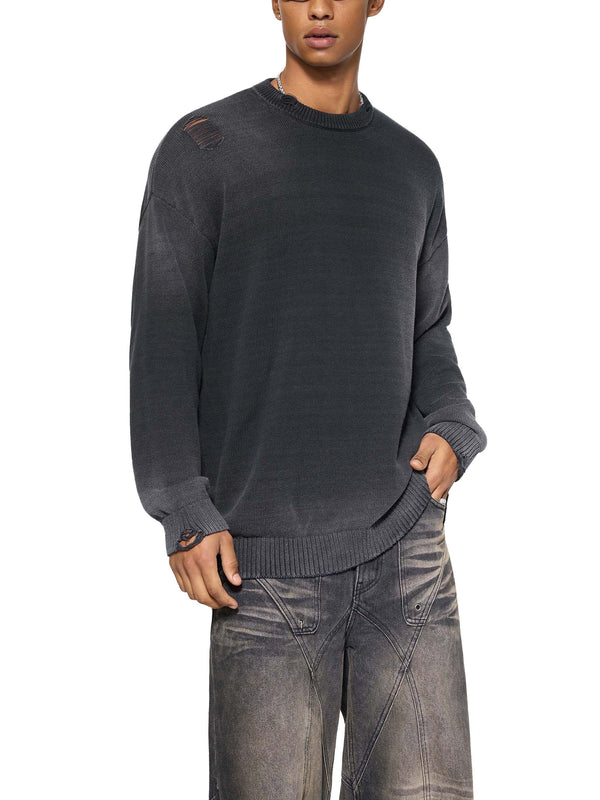 Sun Fade Distressed Ripped Crewneck sweater 15