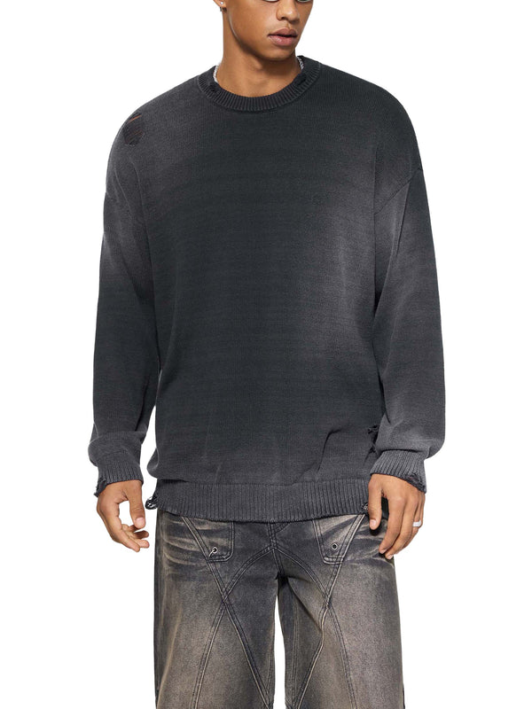 Sun Fade Distressed Ripped Crewneck sweater 12