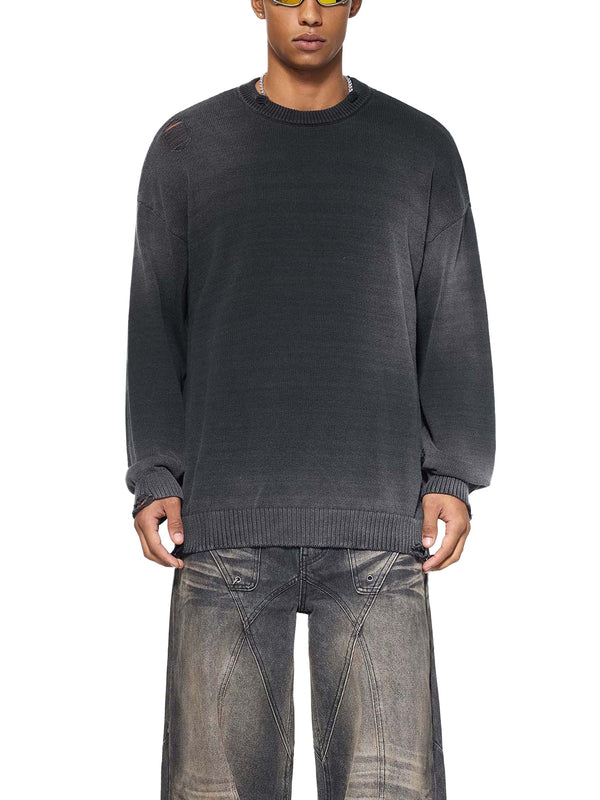 Sun Fade Distressed Ripped Crewneck sweater 11