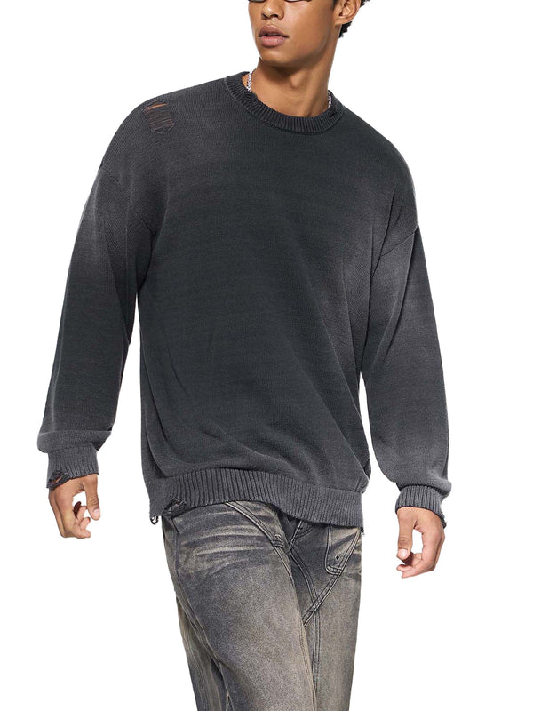 Sun Fade Distressed Ripped Crewneck sweater 14