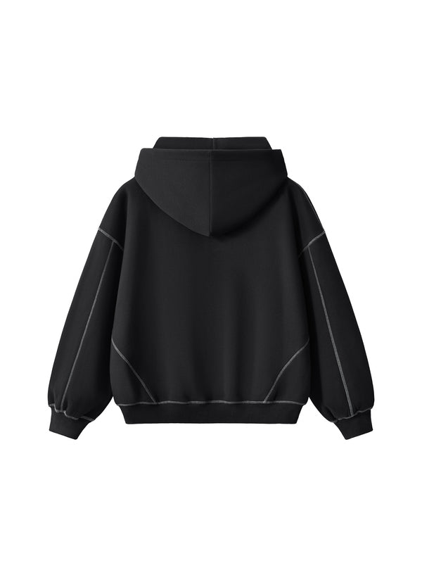 Contrast-Stitched Boxy Fleece Zip Hoodie 6