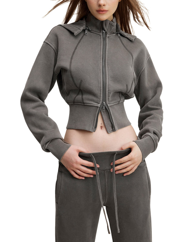 Vintage Washed Cropped Fleece Hoodie 12