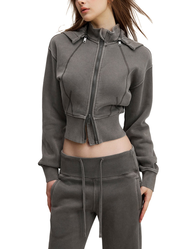 Vintage Washed Cropped Fleece Hoodie 13
