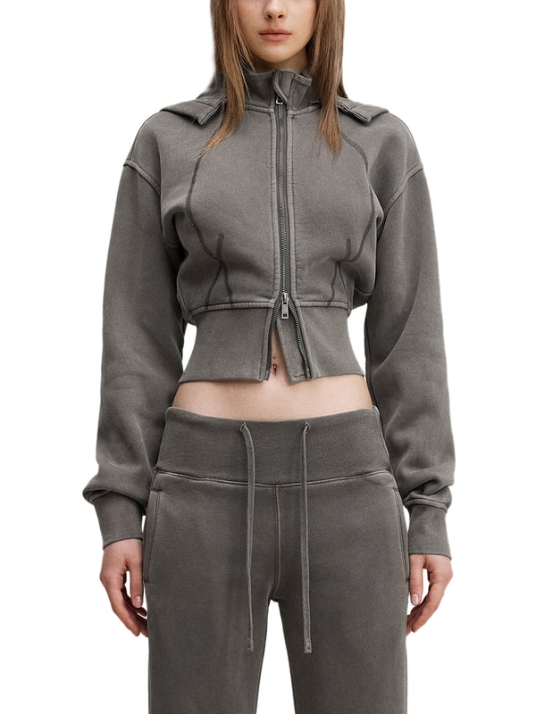 Vintage Washed Cropped Fleece Hoodie 9