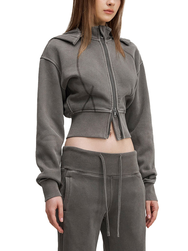 Vintage Washed Cropped Fleece Hoodie 10