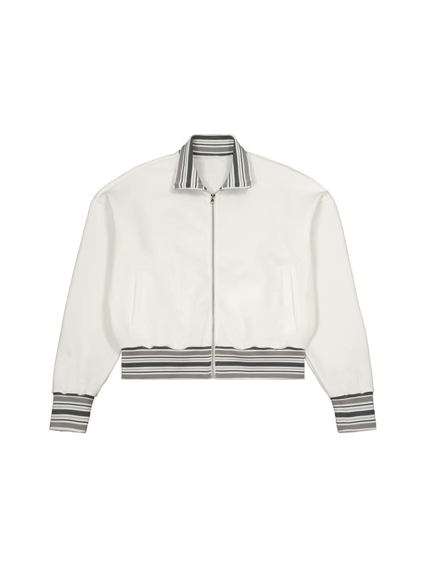 Striped Rib Collar Zip Jacket 6
