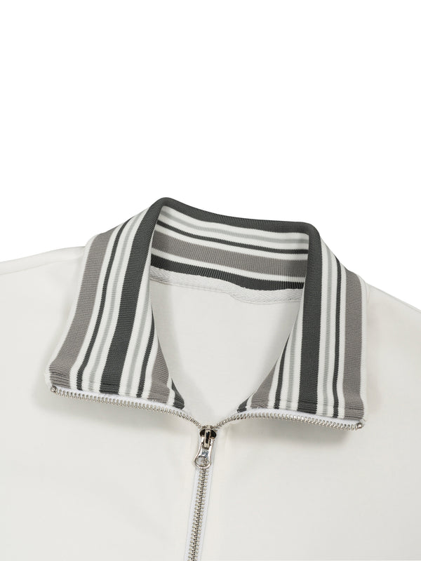 Striped Rib Collar Zip Jacket 8