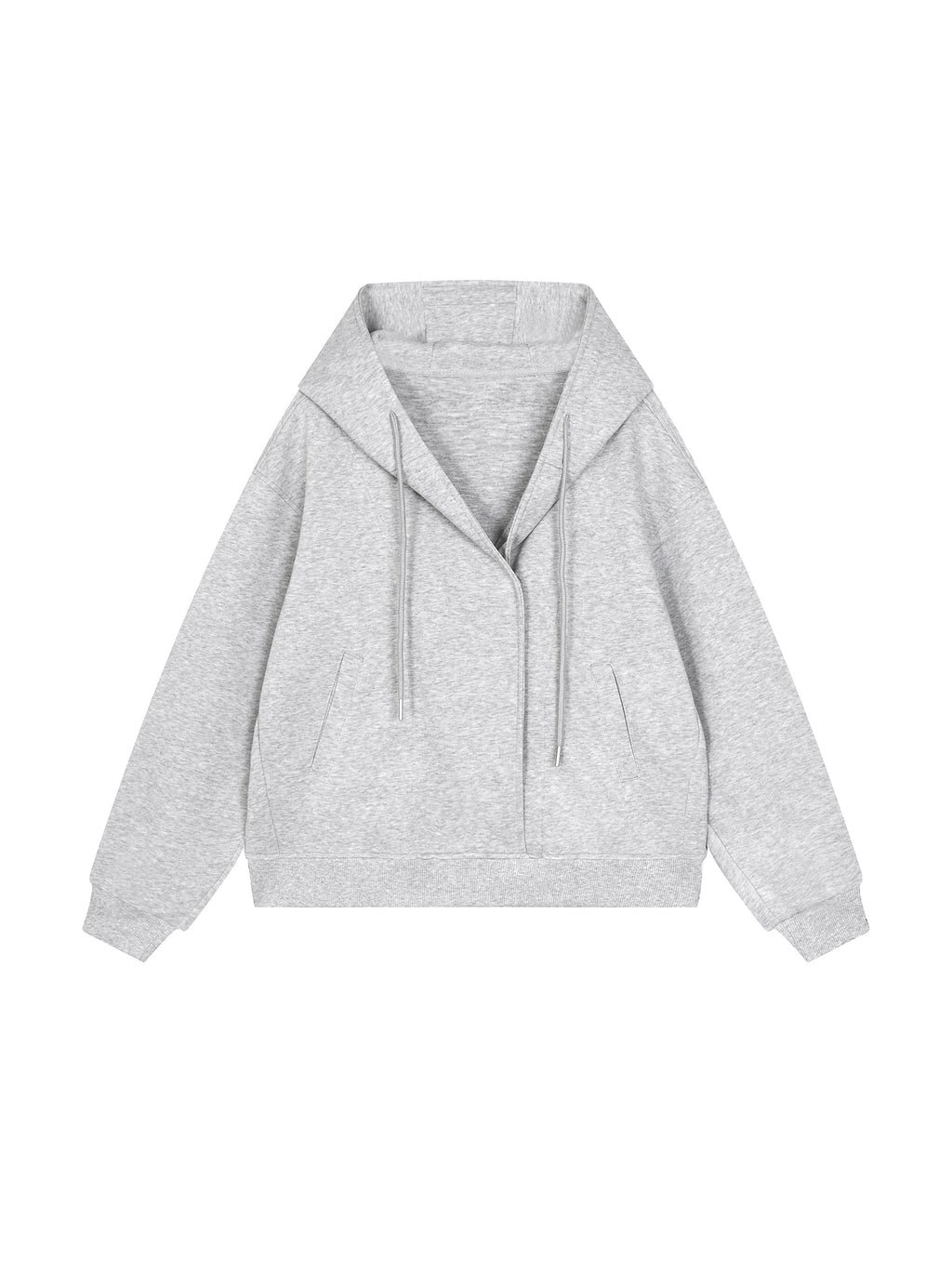 Boxy Button Placket Hoodie
