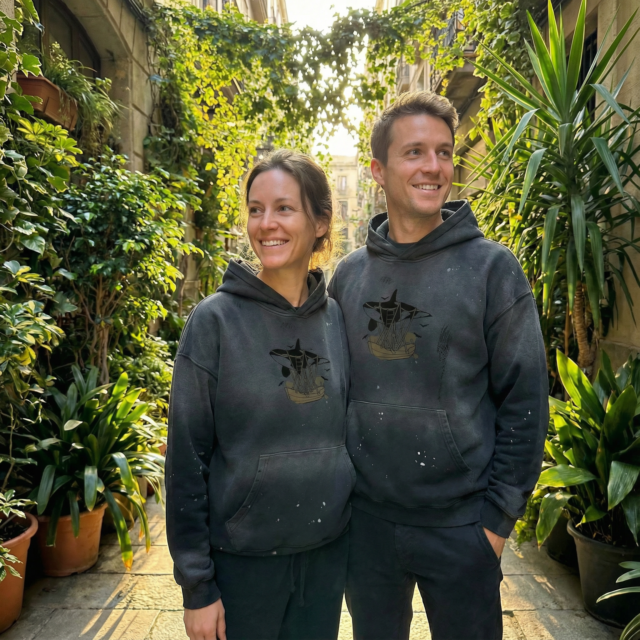 Vintage Washed Frayed Fleece Hoodie