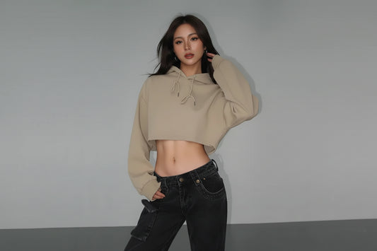 Model wearing Autumn Drawstring Hooded Pullover Sweater — heavyweight knit with distressed detailing. Australian streetwear by Vantage Heritage.