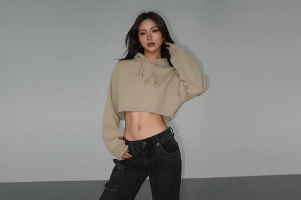 Model wearing Autumn Drawstring Hooded Pullover Sweater — heavyweight knit with distressed detailing. Australian streetwear by Vantage Heritage. 1