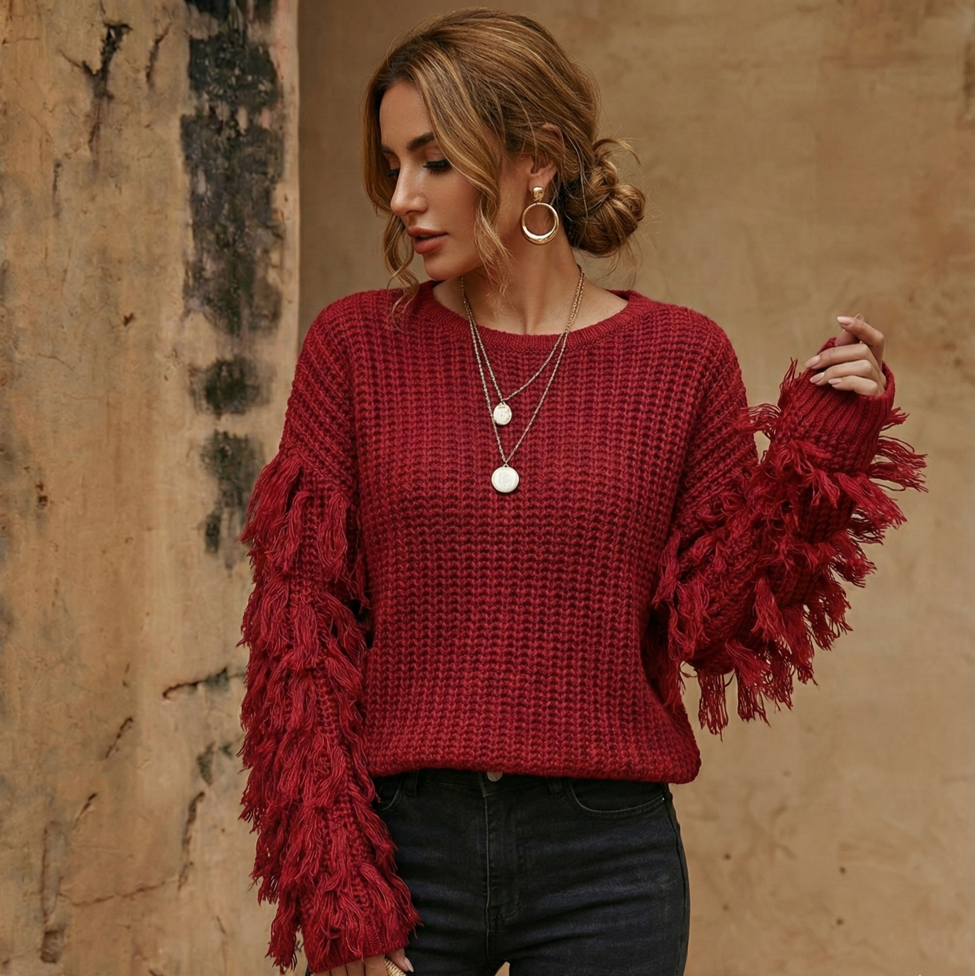 Fringe Sweater - Loose Fit Knitwear