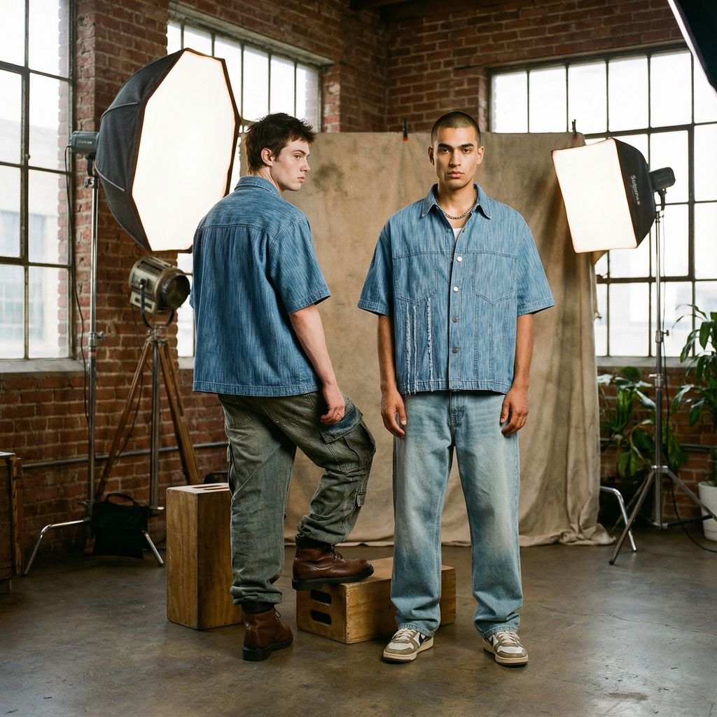 Distressed Wash Short-Sleeve Shirt