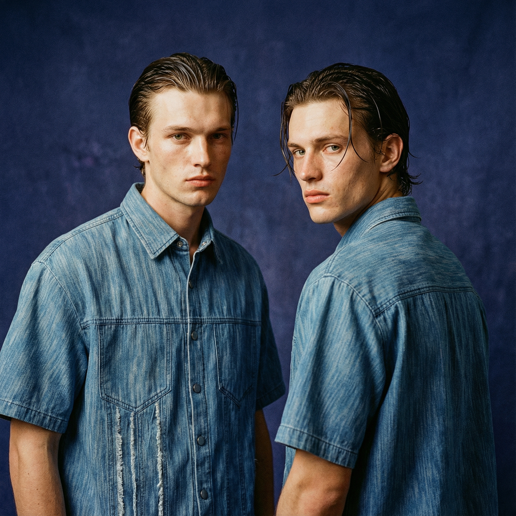 Distressed Wash Short-Sleeve Shirt