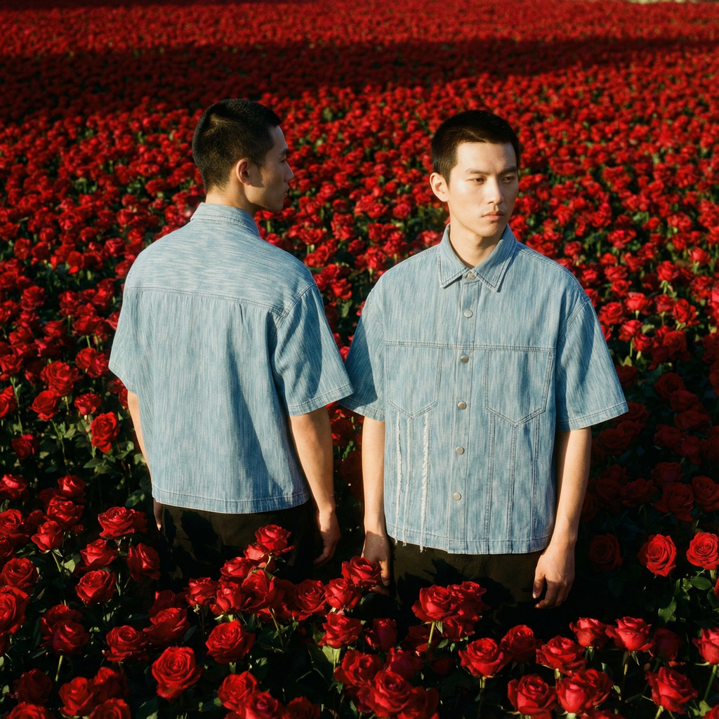 Distressed Wash Short-Sleeve Shirt